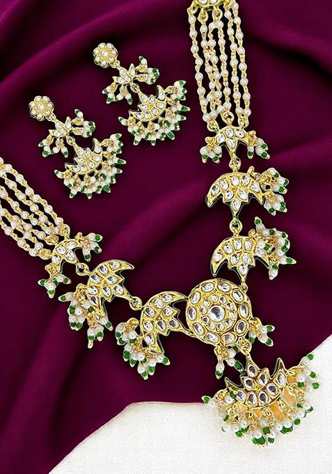Gold Plated Kundan Studded Chandrika Long Necklace Set