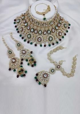 Alloy Gold Plated Multicolour Bridal Jewelery Set