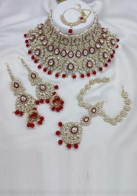 Alloy Gold Plated Red Bridal Jewelery Set