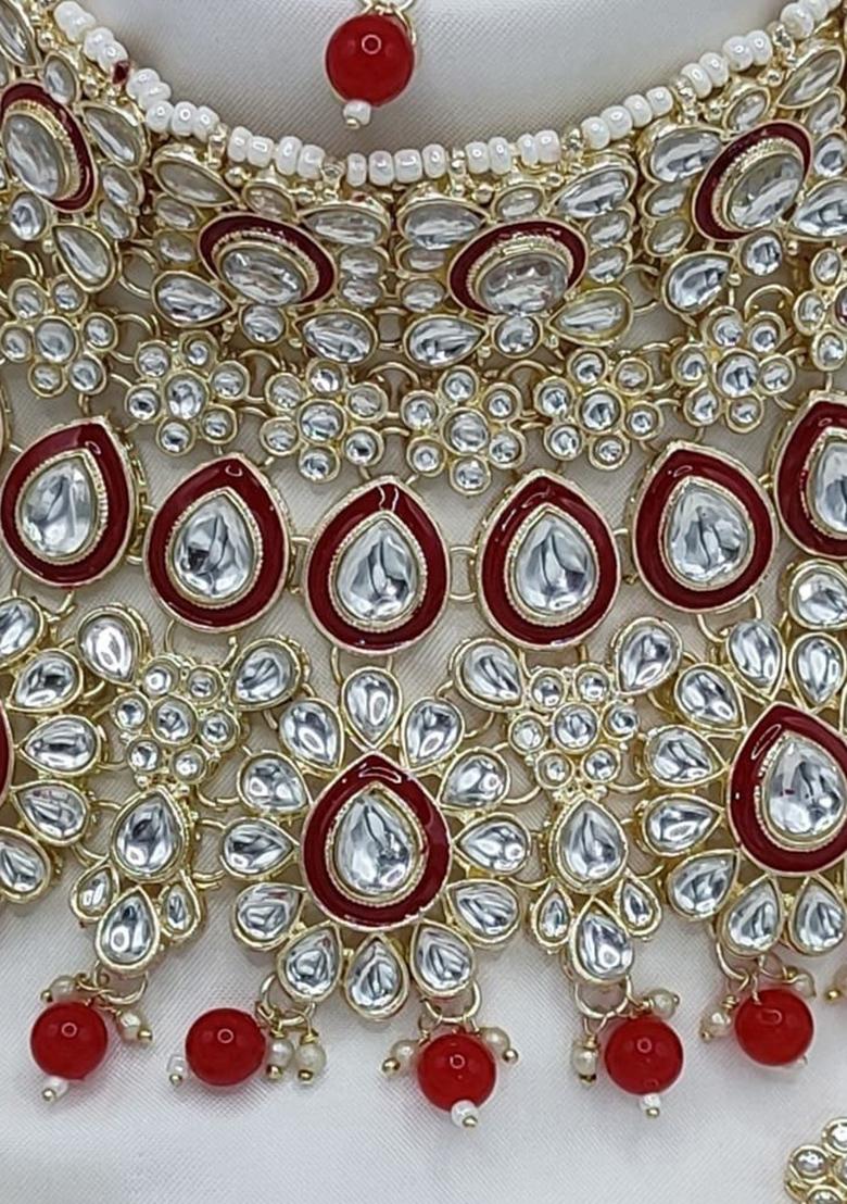 Alloy Gold Plated Red Bridal Jewelery Set