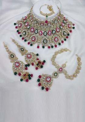 Alloy Gold Plated Multicolour Bridal Jewelery Set