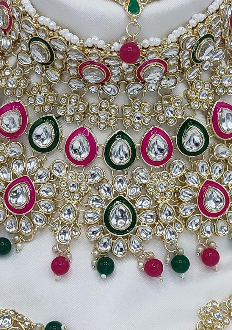 Alloy Gold Plated Multicolour Bridal Jewelery Set