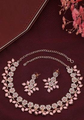 Rose Gold Brass Choker Necklace Set