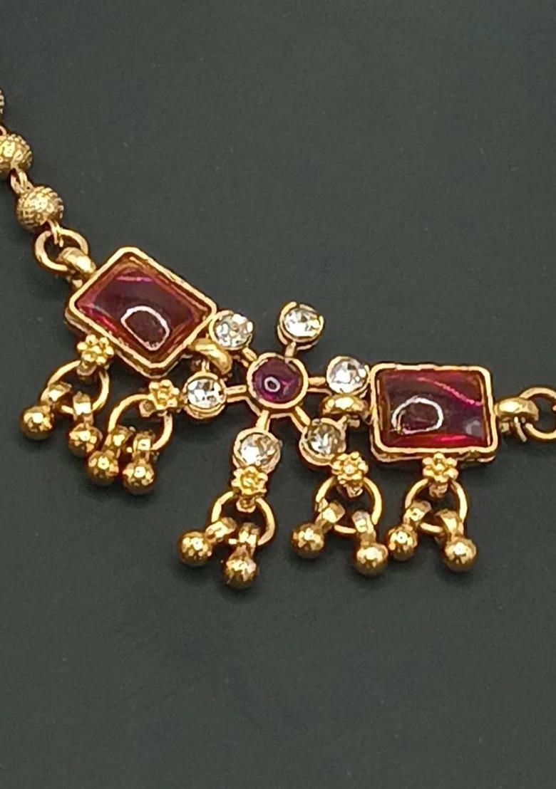 Ruby Red Alloy Choker Necklace Set