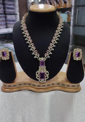 Purple Alloy Layred Necklace Set