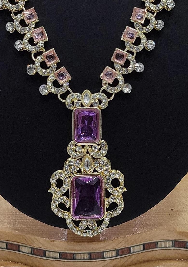 Purple Alloy Layred Necklace Set