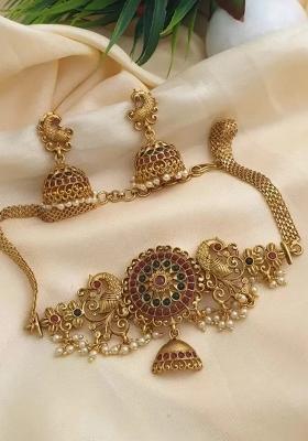 Multicolor Alloy Temple Necklace Set