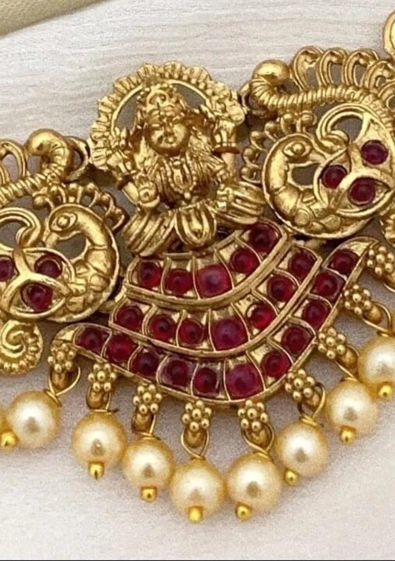 Red/Gold Copper Temple Necklace Set