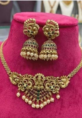 Multicolor Copper Temple Necklace Set