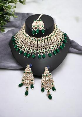 Green Alloy Choker Necklace Set