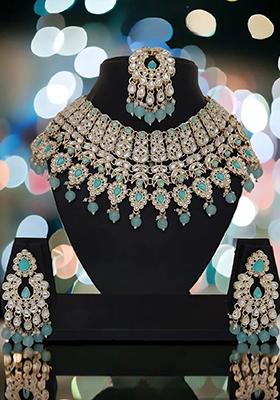 Blue Alloy Choker Necklace Set