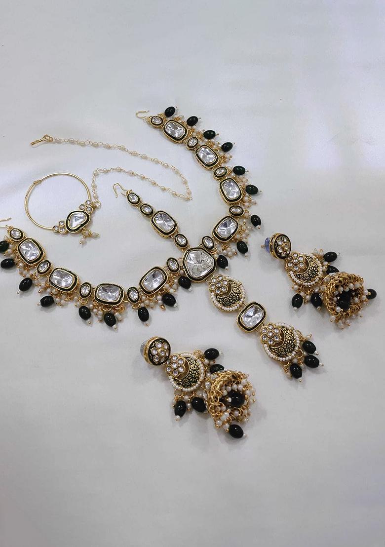 Green Alloy Choker Necklace Set