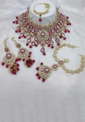 Pink Alloy Choker Necklace Set