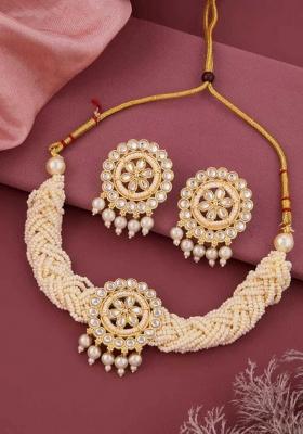 Turquoise Alloy Choker Necklace Set