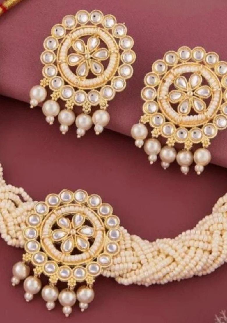 Turquoise Alloy Choker Necklace Set