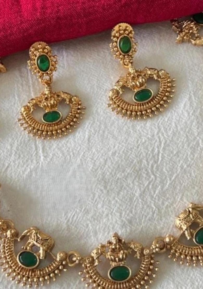 Green Alloy Choker Necklace Set