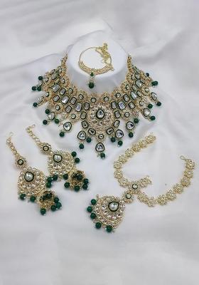 Green/White Alloy Choker Necklace Set