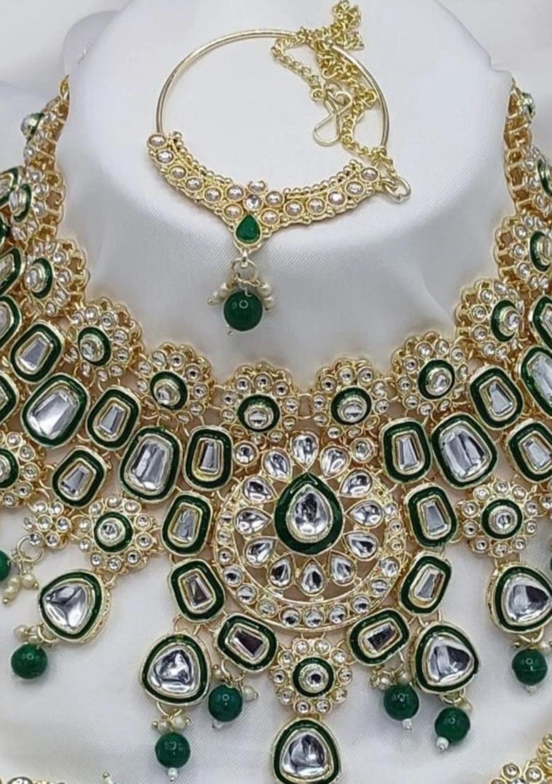 Green/White Alloy Choker Necklace Set