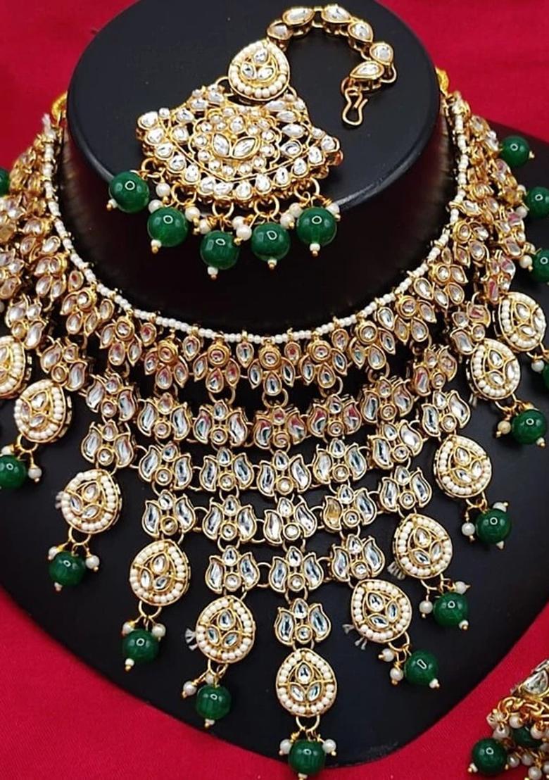 Green/Gold Alloy Choker Necklace Set