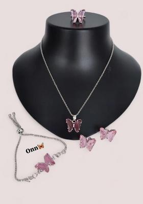 Pink Alloy Minimal Pendant Set