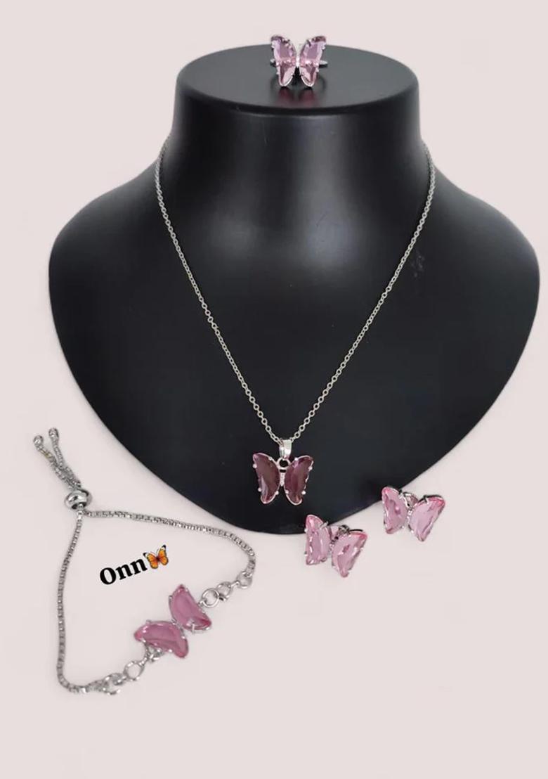 Pink Alloy Minimal Pendant Set