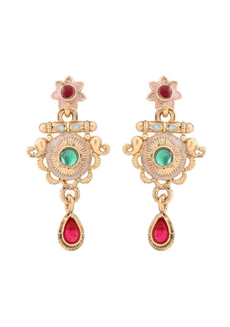 Antique Gold Pearl And Kundan Necklace And Earrings Set