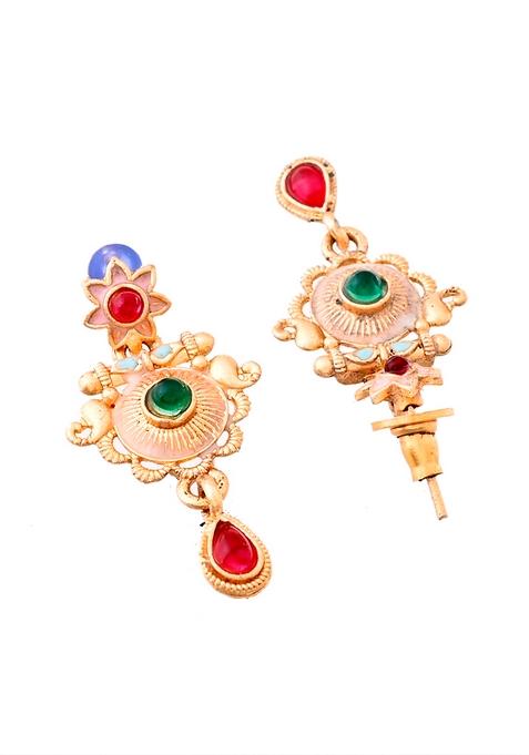 Antique Gold Pearl And Kundan Necklace And Earrings Set