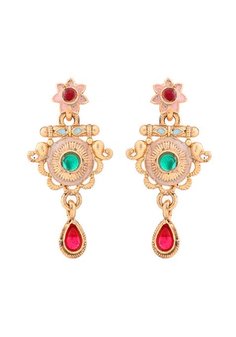 Antique Gold Pearl And Kundan Necklace And Earrings Set