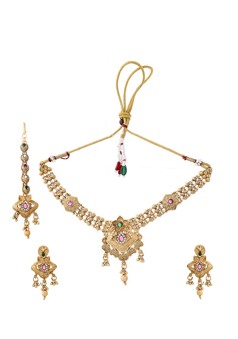 Antique Gold Plated Bridal Temple Necklace Set
