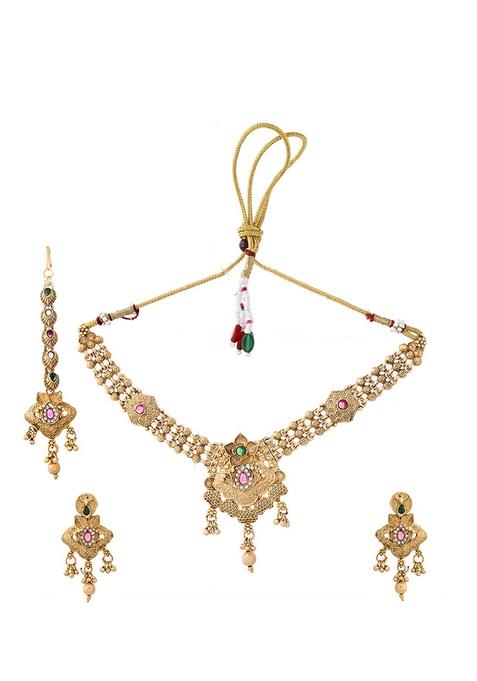 Antique Gold Plated Bridal Temple Necklace Set