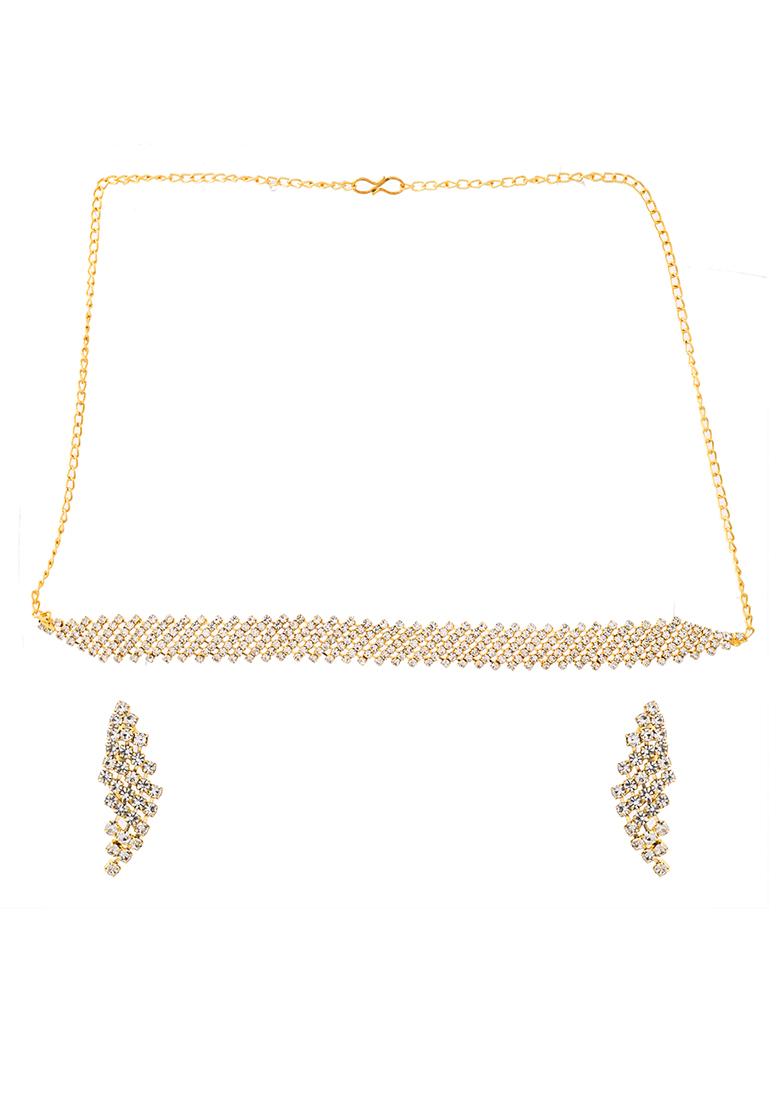 Gold Plated Diamond Cut Crystal Necklace Set