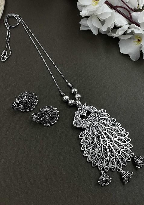 Silver Plated Oxidised Jewellery Set