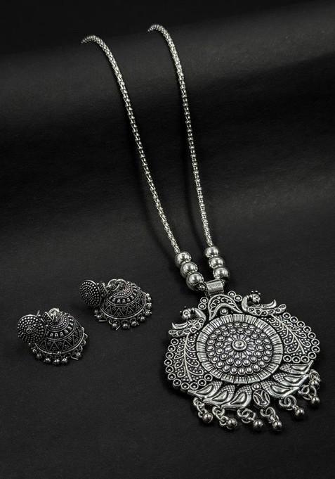 Silver Plated Oxidised Jewellery Set