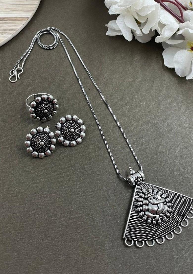 Silver Plated Oxidised Jewellery Set
