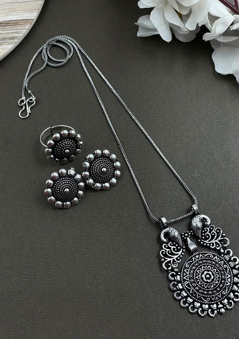 Silver Plated Oxidised Jewellery Set