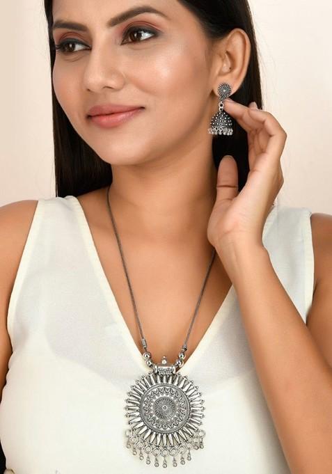 Silver Plated Oxidised Jewellery Set