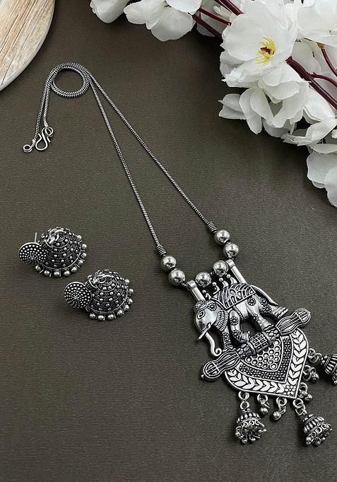 Silver Plated Oxidised Jewellery Set
