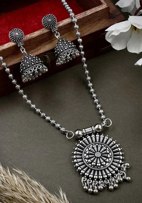 Silver Plated Oxidised Jewellery Set