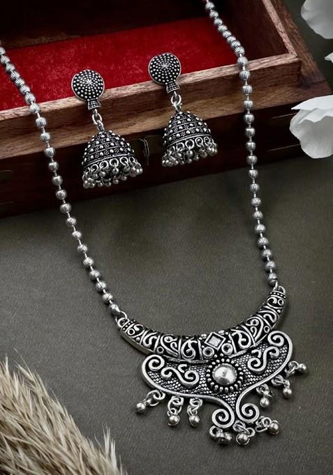 Silver Plated Oxidised Jewellery Set