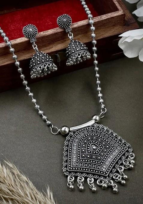 Silver Plated Oxidised Jewellery Set