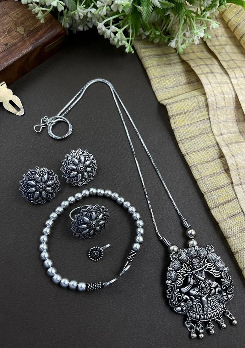 Silver Plated Oxidised Jewellery Set