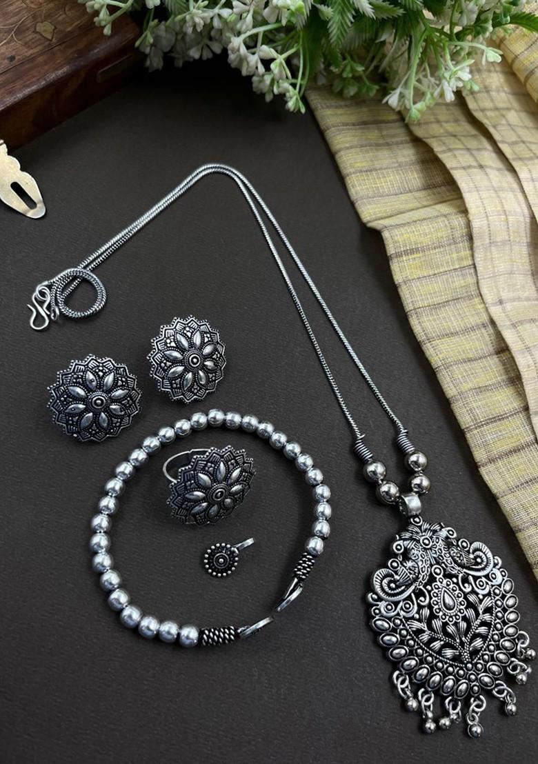 Silver Plated Oxidised Jewellery Set
