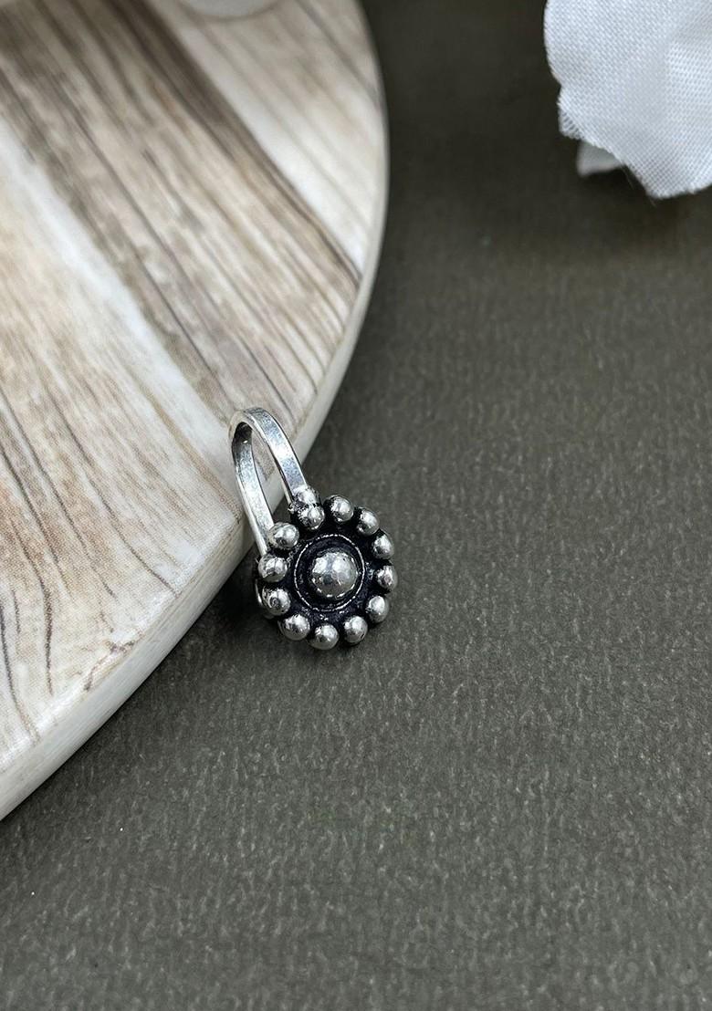 Silver Plated Oxidised 3 Line Chain Pendant Jewellery Set