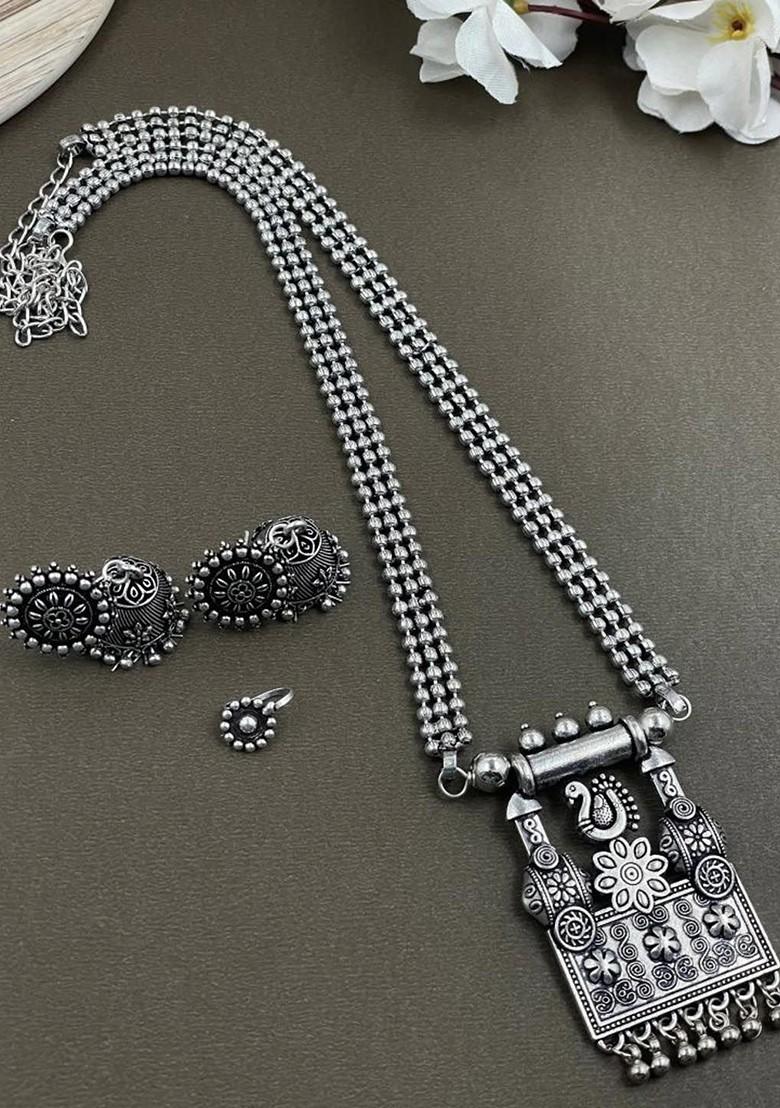 Silver Plated Oxidised Jewellery Set