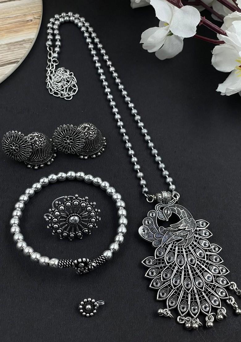 Silver Plated Oxidised Jewellery Set