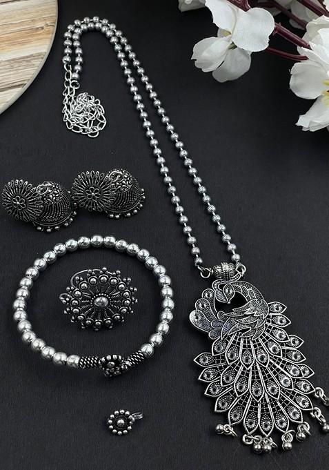 Silver Plated Oxidised Jewellery Set