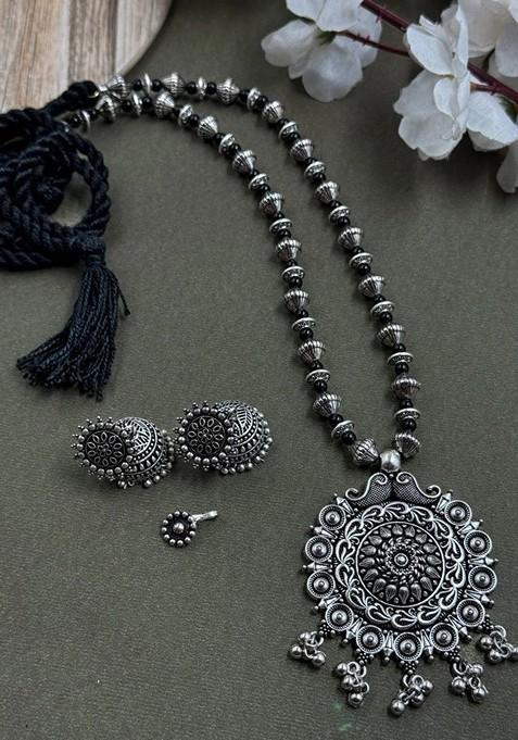 Aneri Silver Plated Oxidised Jewellery Set