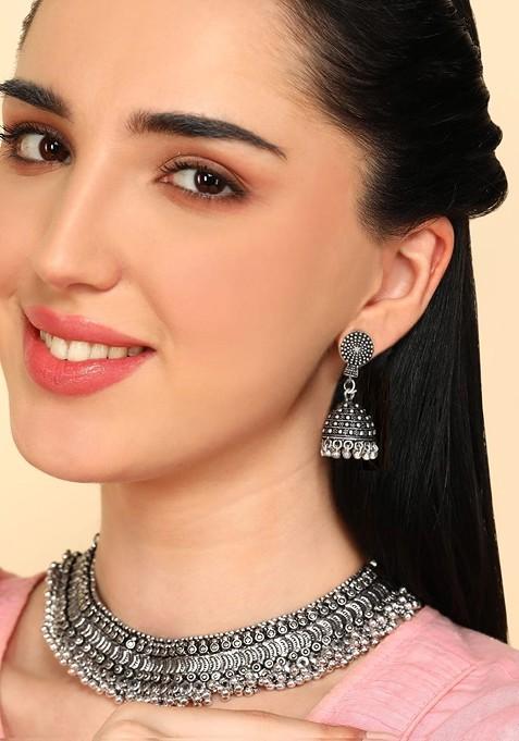 Silver Plated Oxidised Jewellery Set