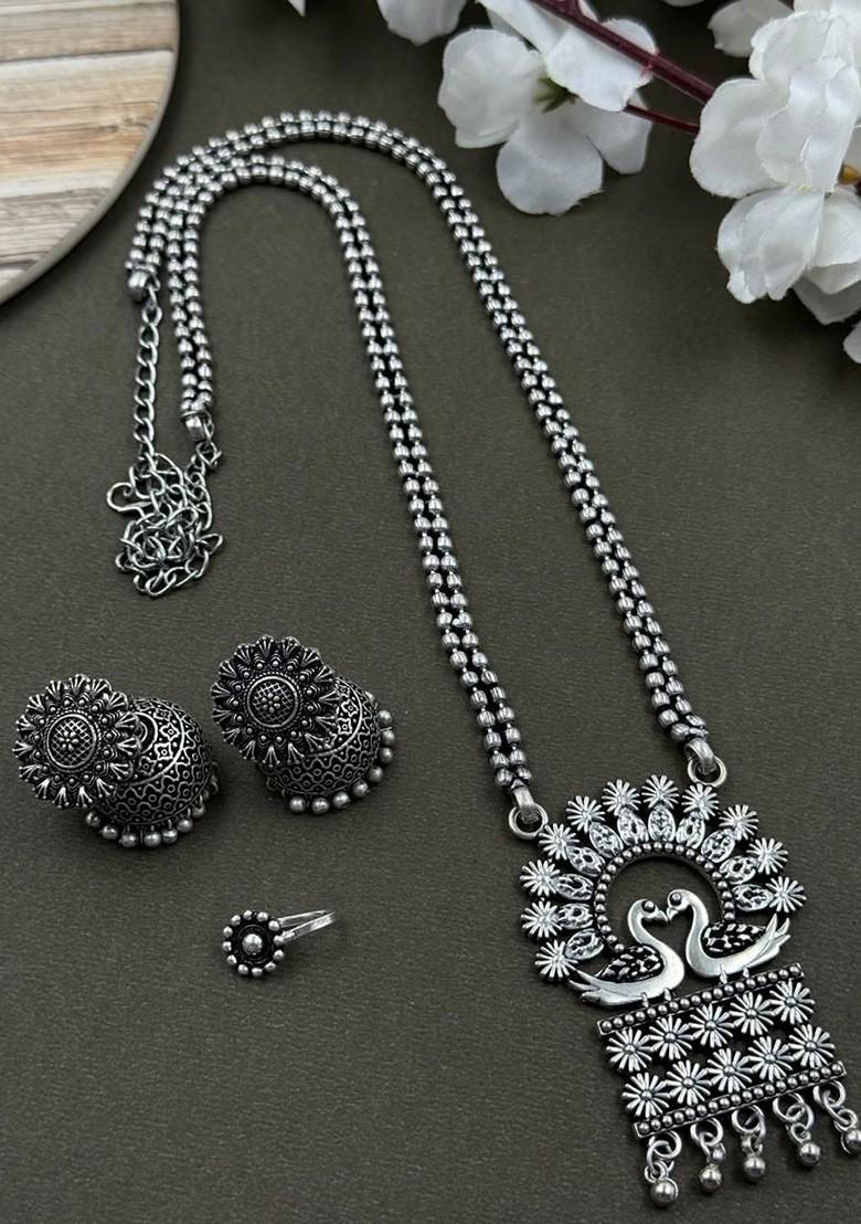 Silver Plated Oxidised Jewellery Set