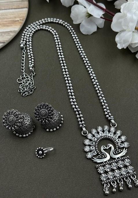 Silver Plated Oxidised Jewellery Set